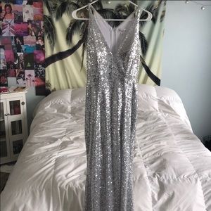 NEW WITH TAGS. Silver Sequin Gown